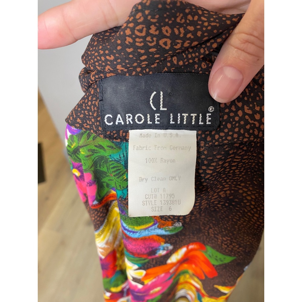 Vintage Carole Little Tropical Parrot Floral Sheer Wrap Cardigan Size 6 90s - Picture 7 of 7